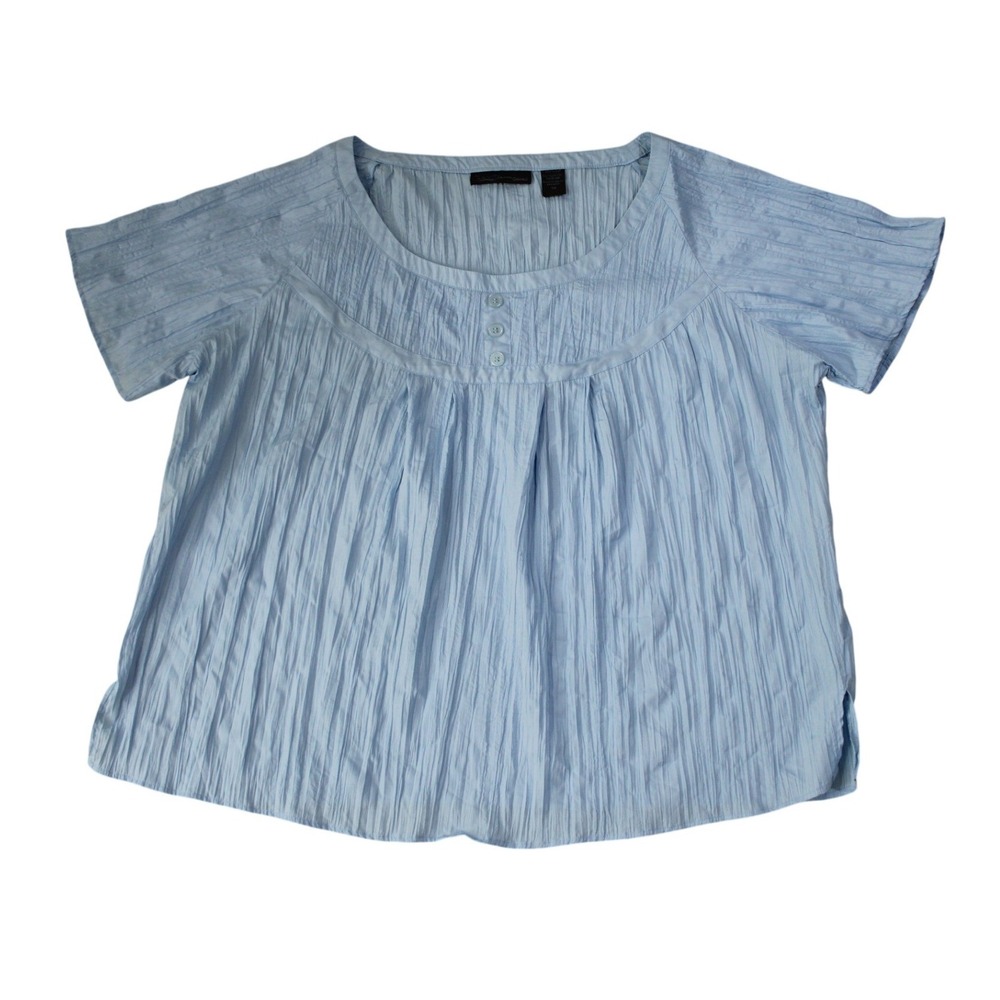 Gaiata Casuals 3X Light Blue Crinkle Blouse Plus Size